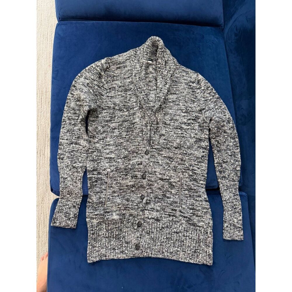 J.Crew XL Merino Wool Blend Marled Long Cardigan Shawl Collar Zip Pockets